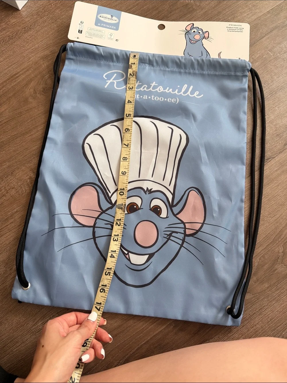 NWT Disney Ratatouille Blue Drawstring Backpack with Pink Accents
